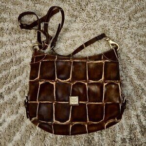 Dooney & Bourke Vintage Fredrica Hobo Bag in Brown Crocodile Embossed Leather